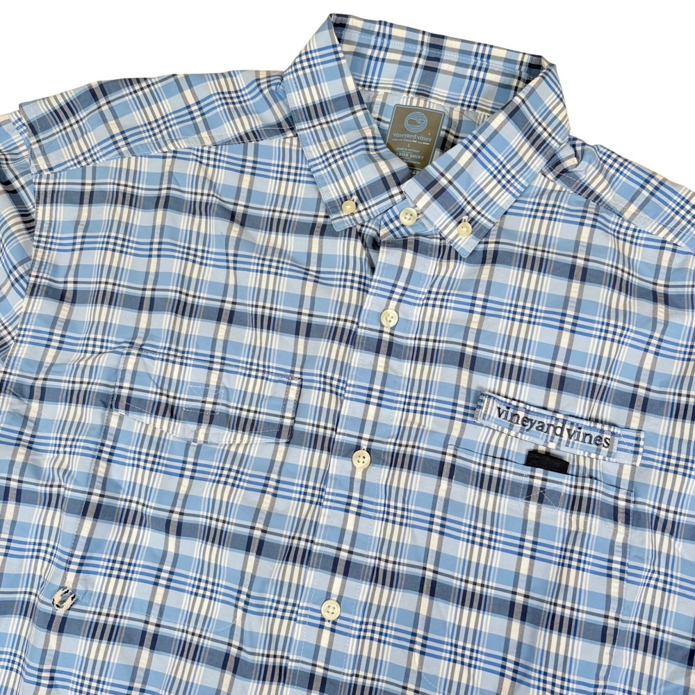 Vineyard Vines Harbor Plaid Shirt Long Sleeve Button Down Fishing Vented Back L